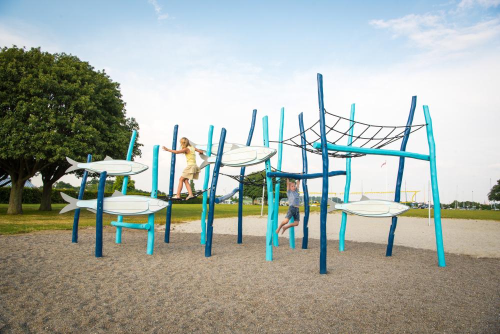 Children playing on climbing frame, MONSTRUM