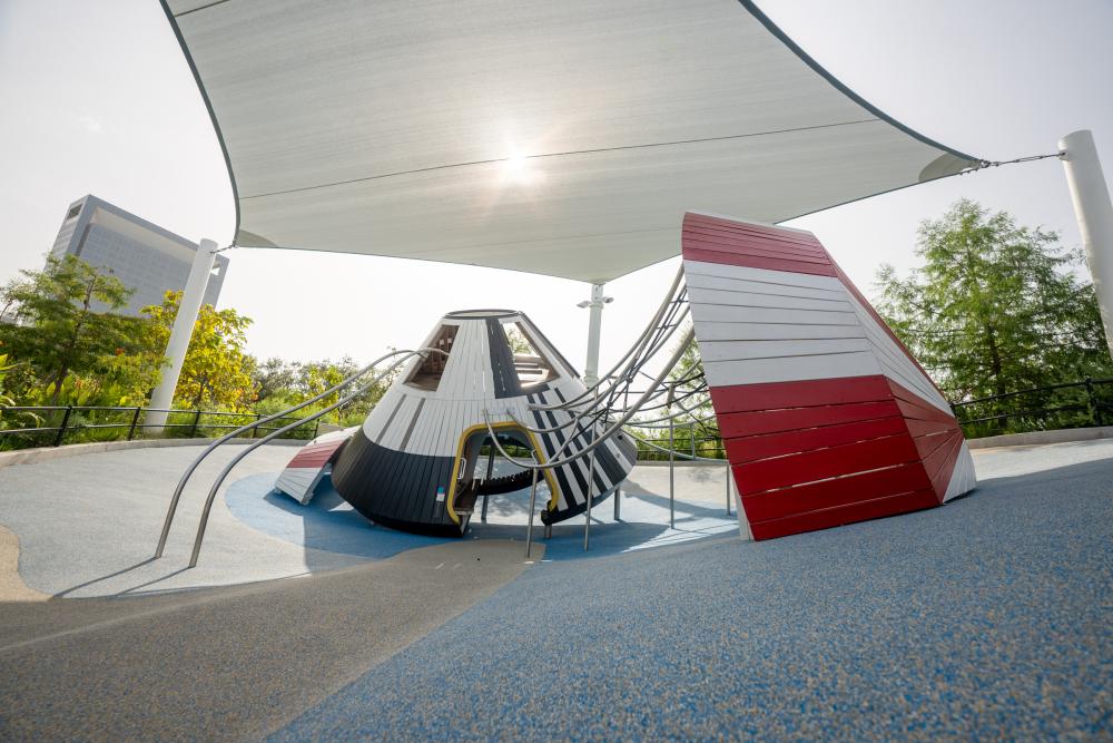 Space capsule playground climber