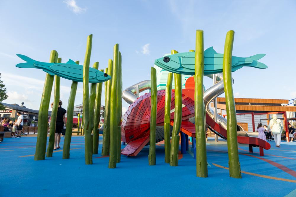 Colourful fish details at creative playground