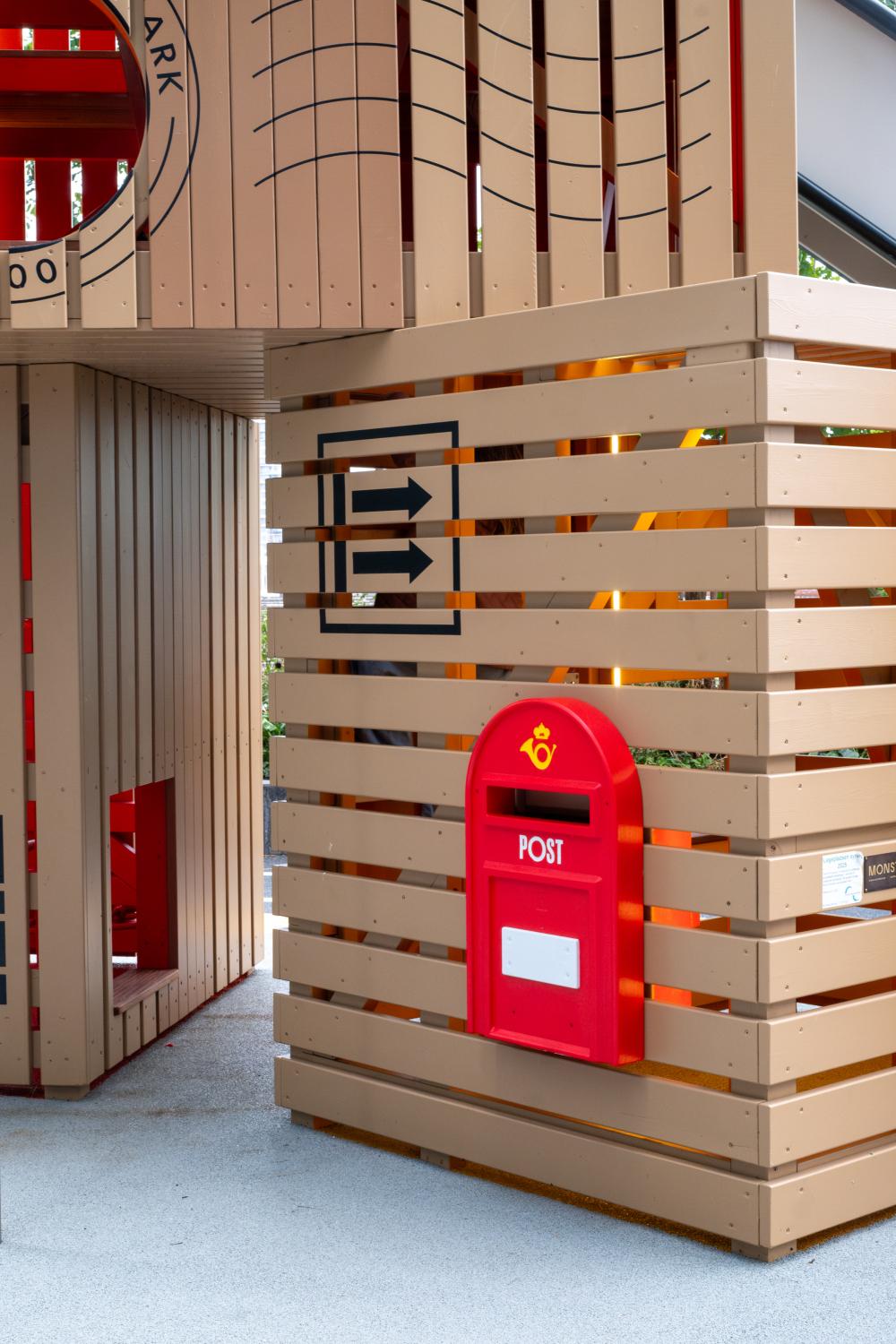 Post box detail at thematic playground