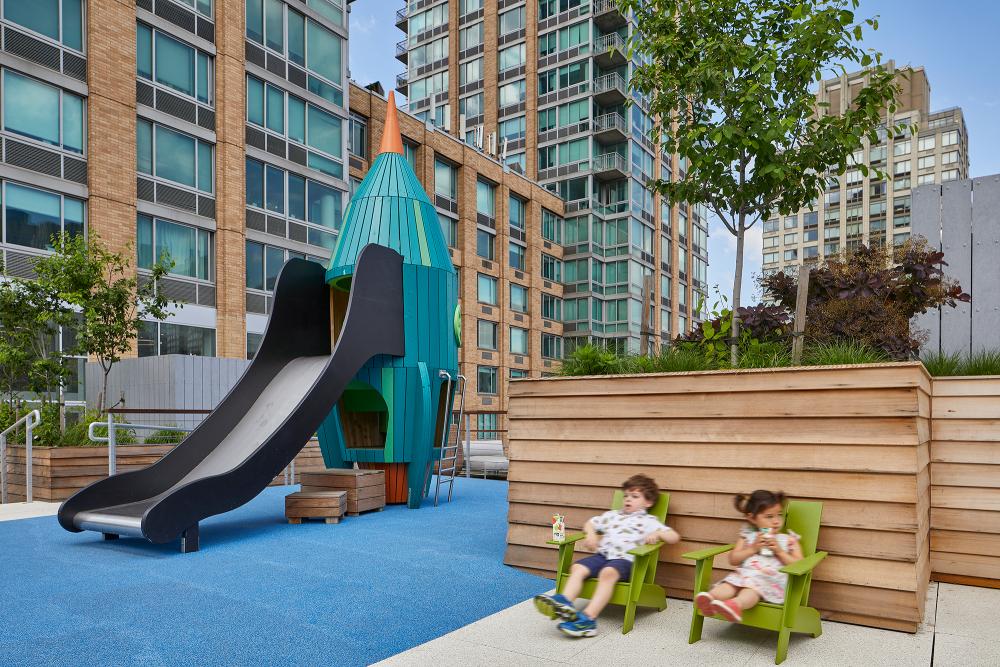 Rocket playground on New York rooftop
