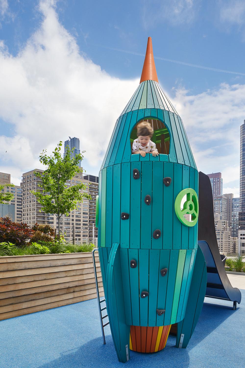 Rocket playground on New York rooftop