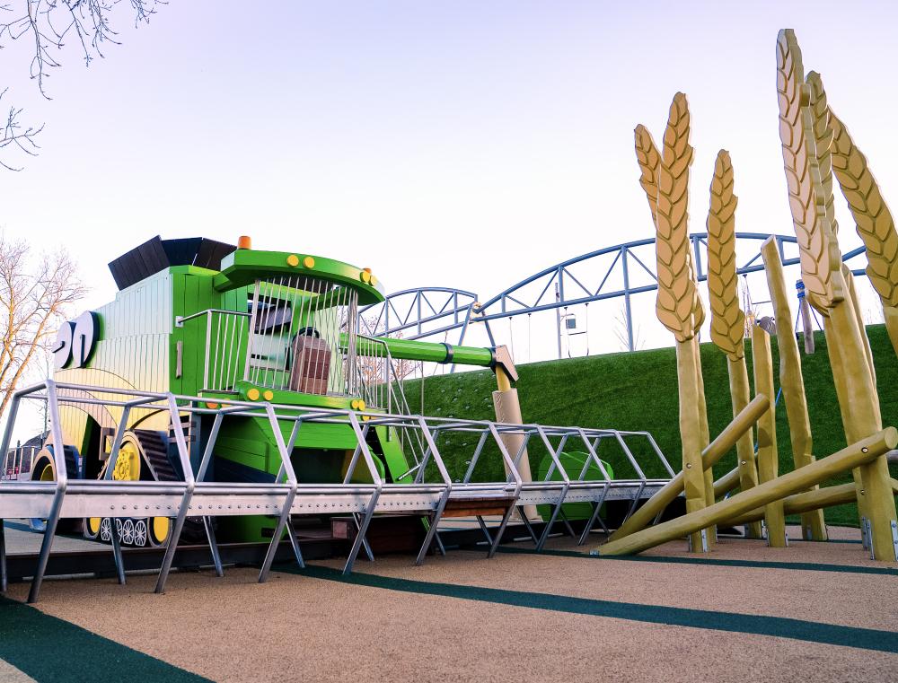 Big wooden combine harvester playground structure