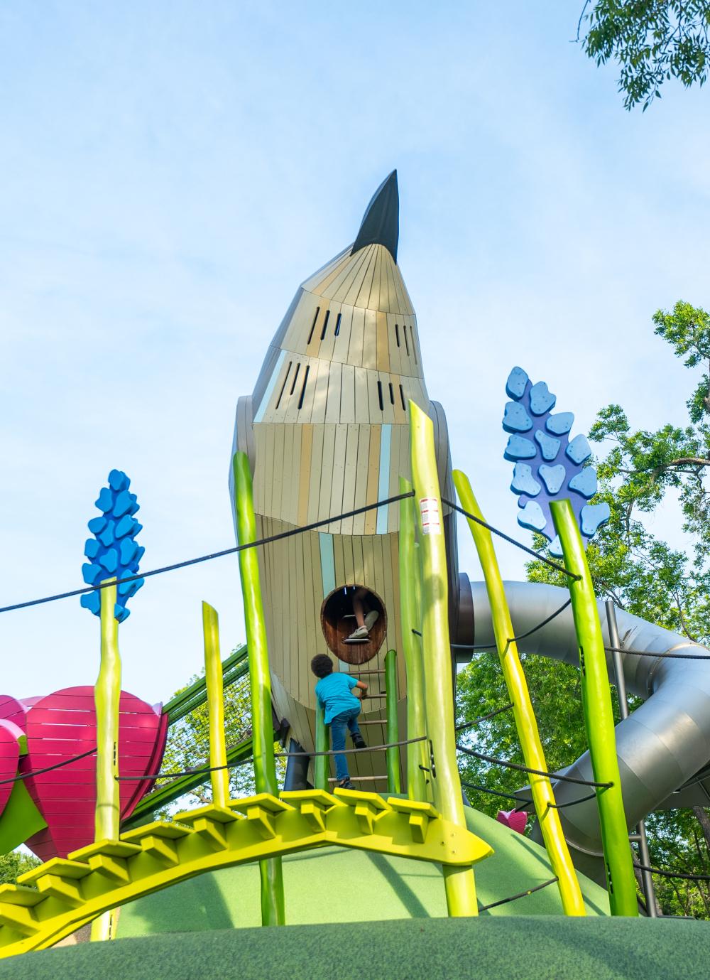 The mockingbird playground structure seen from below